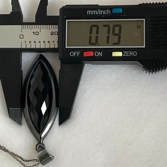 Sterling Silver 925 Oxidized Faceted Black Onyx Marquise Pendant Necklace 17.75" - Picture 14 of 16